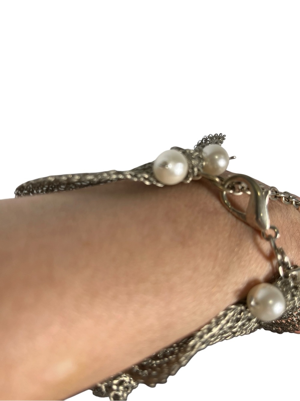 Metal Mesh Chainmail Bracelet Cuff Silver Tone Ruffle Sculptural Goth Cosplay - Picture 9 of 10